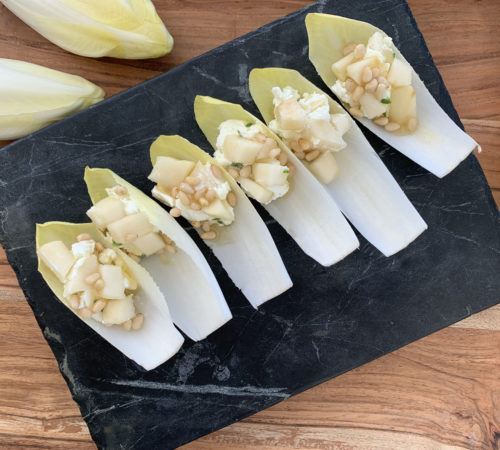 Stuffed Belgian Endives with<br />Goat Cheese and Pear