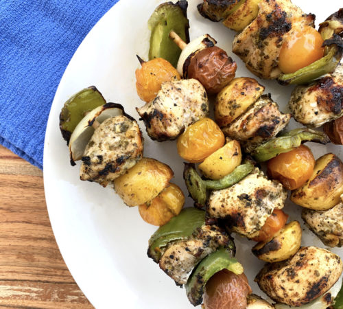 Pesto Chicken Kabobs with<br />Baby Heirloom Tomatoes