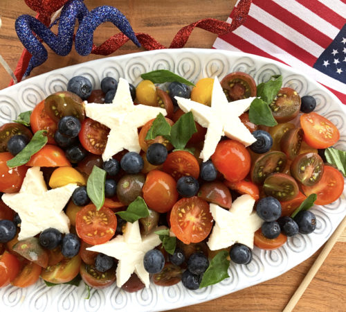 Red, White and Blue Caprese Salad with Blueberries