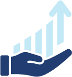 Hand with arrows pointing up icon