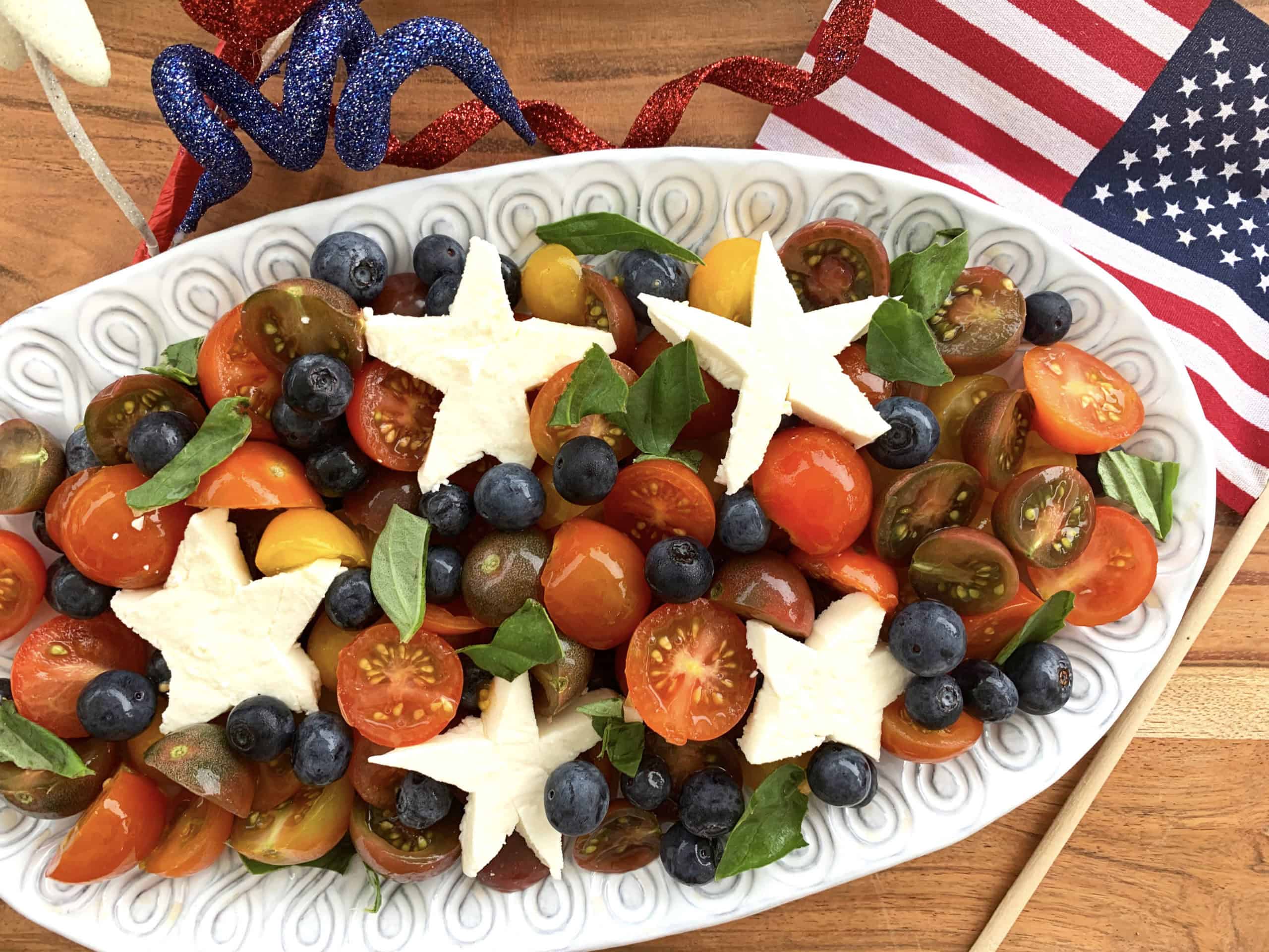 Red, White and Blue Caprese Salad with Blueberries - Crystal Valley Foods