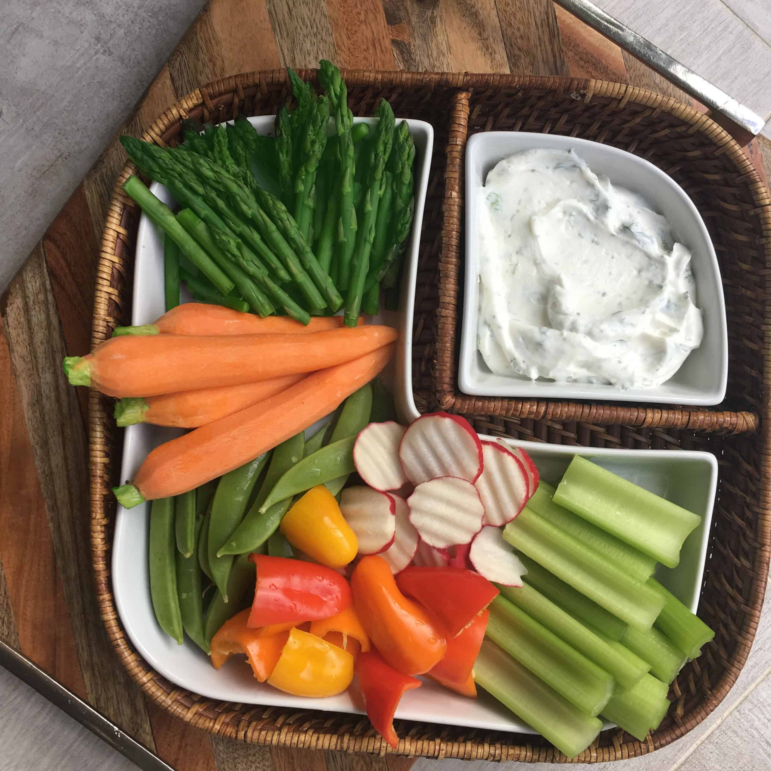 Steamed Asparagus with Dill Veggie Dip - Crystal Valley Foods