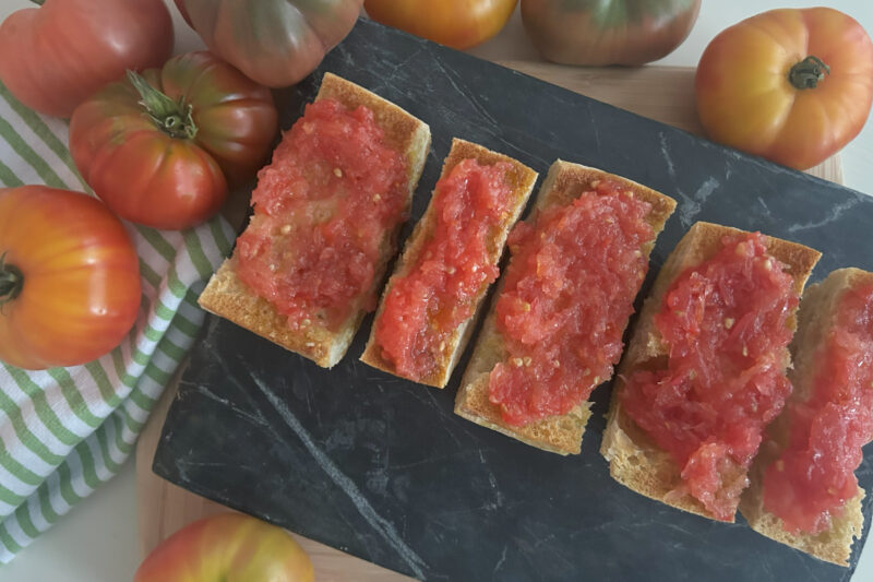 Smashed tomato on Ciabatta bread